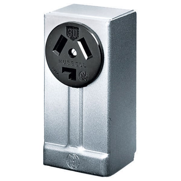 Straight Blade Receptacle, 10-30R, 30 A, 125/250V AC, 3 Pole, 3 Wire, Surface Mount, Non-Grounded